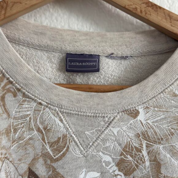 Laura Scott Women's Cream and Tan Sweatshirt - Picture 2 of 6